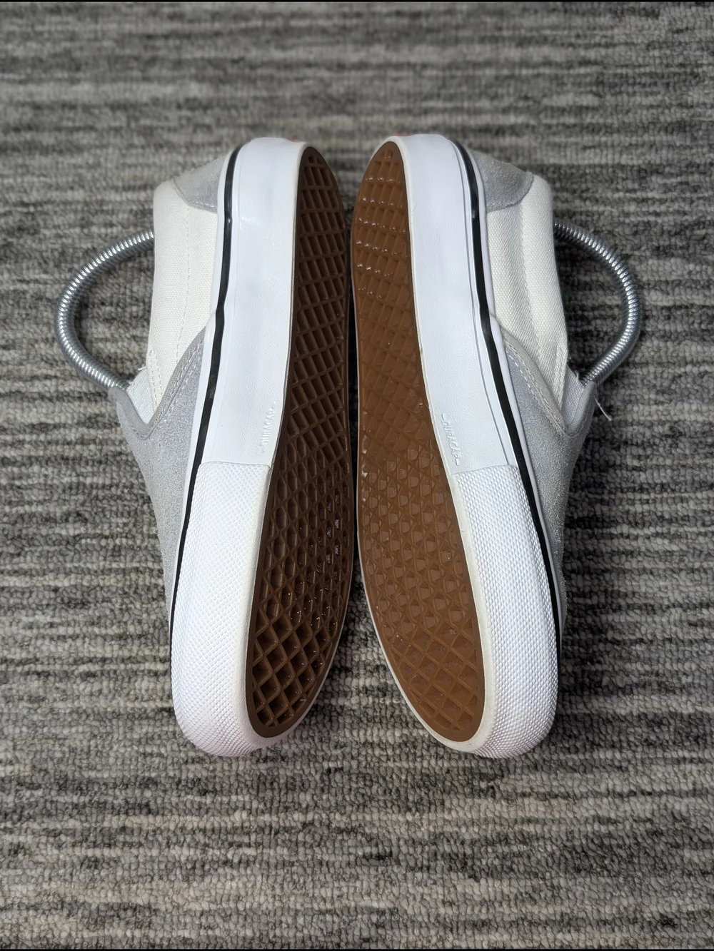 Vans Slip-Ons - Gray Suede & Ivory Canvas - Size 5.5Men/Youth/7 Women